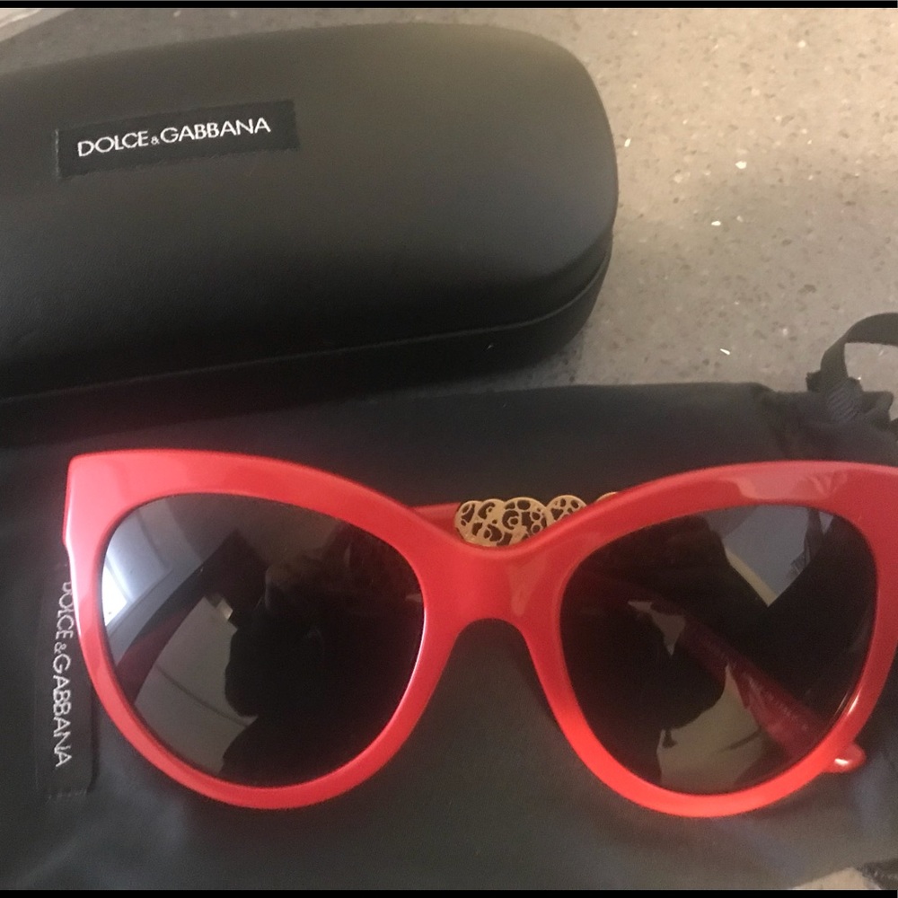 Authentic Dolce & Gabbana red cat eye sunglasses